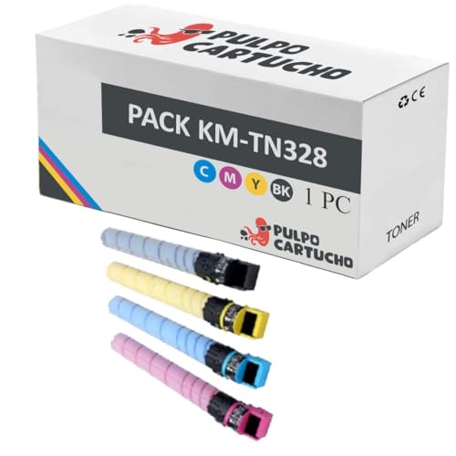 Pulpo Cartucho   Pack de Toner Genérico TN328 (BK/C/M/Y) Compatibles con Konica Minolta AAV8150 / AAV8450 / AAV8350 / AAV8250   Valido para Impresoras Bizhub C250i, C300i, C360i, C7130i
