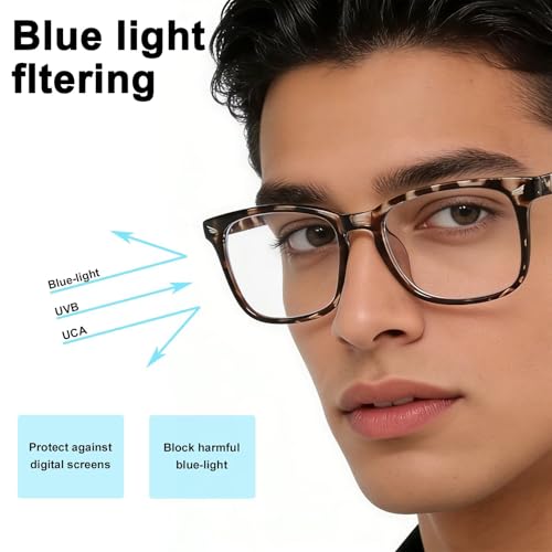 Image of Clear Blue Light Glasses for Women and Men, Fashionable Square Frame Glasses with Anti Glare Protection