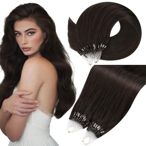 Moresoo Micro Link Hair Extensions Human Hair, Dark Brown, 20 Inch
