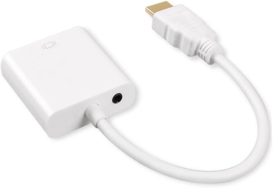 Black Friday Clearance Storite HDMI to VGA Adapter with 3.5mm Audio for PC/Desktops/Laptops HD Ready- White