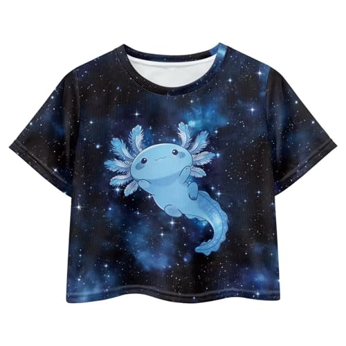 Image of Girls Fashion Crewneck Tee Shirts Casual Short Sleeve Crop Top Summer Outfits 5-14 Years Old