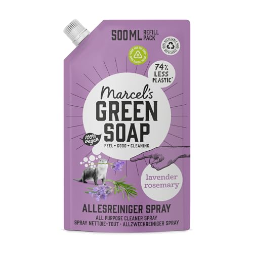 Marcel's Green Soap - Nettoyant Spray Multi-Usages Recharge Lavande & Romarin - Refill - Formule sans microplastiques - Vegan - Emballage recyclable - 500 ml