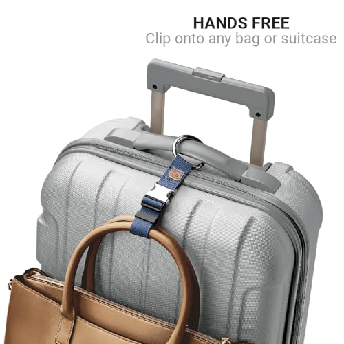 Image of Go Travel Carry Clip, Easy Attachment to Luggage, Blue | Carabiner Clip for Carrying Jackets, Umbrellas, and Shopping Bags, Spring-Loaded Design, Travel Essentials