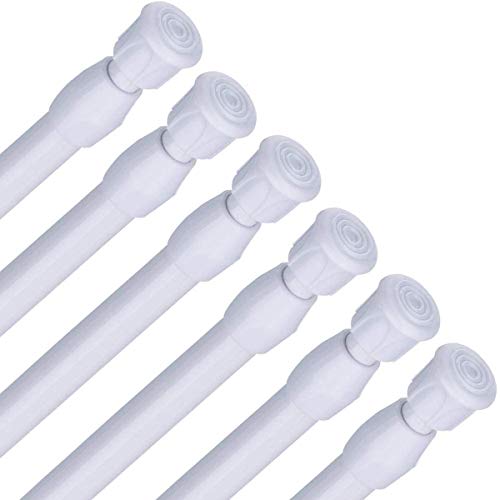 HAOYUNTE 6 barras de cortina de tensión ajustables extensibles de 60 a 110 cm, para proyectos de bricolaje, cocina, baño, armario, ventana, estantería (blanco)