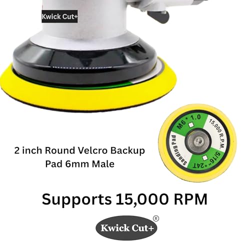 Image of Kwick Cut+ Premium 2 Inch (50mm) Velcro Backing Pad (Pack of 1) | 6mm Male Thread | Dual Action Random Orbital Sander Pad for Sanding, Polishing & Grinding | 15000 RPM Compatible (2-inch)
