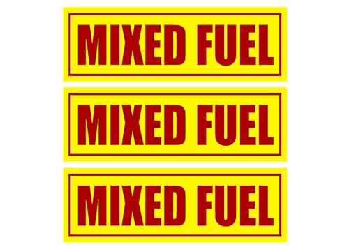 Image of Rogue River Tactical Mixed Fuel 6x2 Inch Pack of 3 Mixed Fuel Only Sticker Sign Decal Indoor Outdoor Tractor Truck Gas Fuel Can
