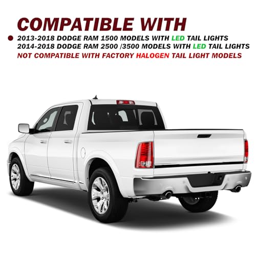 Image of JSBOYAT LED Tail Lights Assembly Compatible With 2013-2018 Dodge Ram 1500 /2014-2018 Dodge Ram 2500 3500, Black Lens Left Driver Side