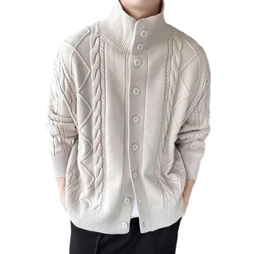 Cardigan pour homme zippé Kelsiop gilet en tricot thermique à col montant protecteur