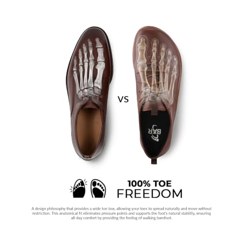 Image of BAER SuperStride Formal Shoes for Men Genuine Leather Barefoot Footwear Wide Toe Box Office Wear Helps Reduce Foot Discomfort & Toe Compression with Premium Comfortable Oxford Footwear Design