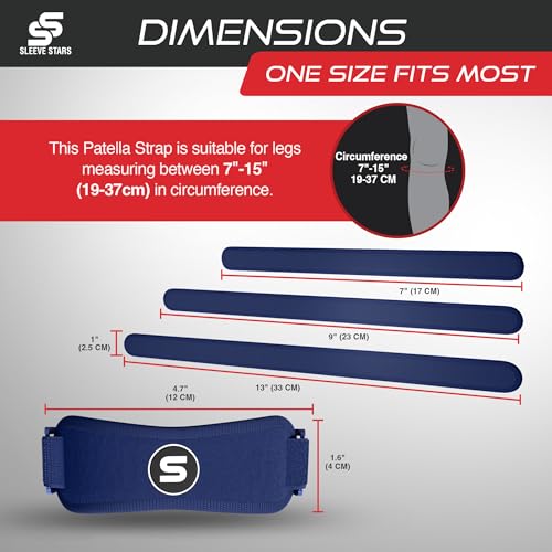 Image of Sleeve Stars Swedish Brand Patellar Tendon Support Strap for Women & Men Effective Osgood Schlatter Knee Brace Youth & Kids Knee Brace with 3 Adjustable Length fits 7 inch-15 inch (Single /Navy Blue /Kids)