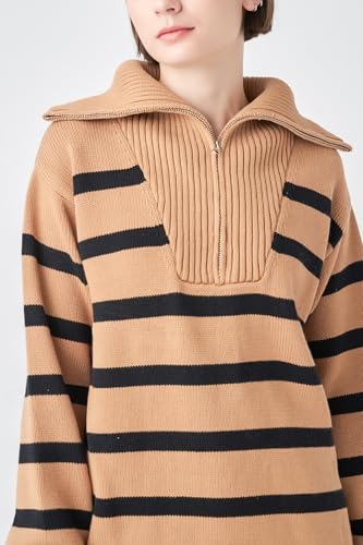 English Factory Women's Striped Knit Zip Pullover4