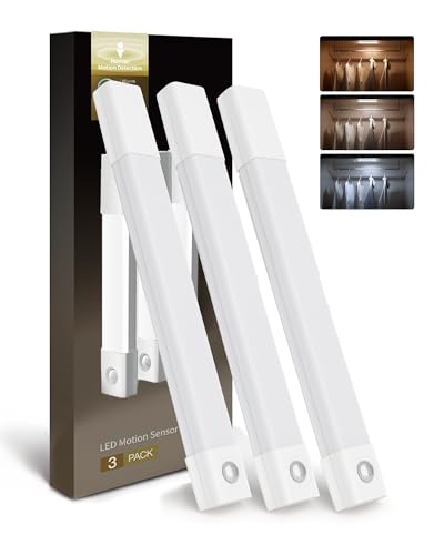 EZVALO 30CM(3 Unidades) Luz LED con Sensor Movimiento, Imán Luz Armario con 3 Temperaturas de Color, Luces Recargables USB para Cocina, Armario, Dormitorio