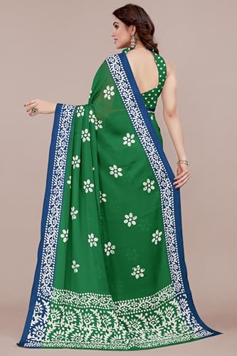 Image of MIRCHI FASHION Saree for Woman Chiffon Batik Printed | Lightweight Daily Wear Women's Office Sari with Blouse Piece (Available in 40 Colours)