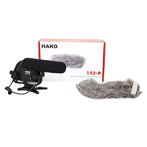 Image of Hako 192-P Shotgun Condenser Microphone Super Cardioid Integrated Shock Mount 3.5mm Plug for DSLR Cameras Camcorders Audio Recorders