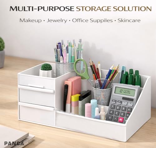 Image of PANCA Makeup Organizer Storage Box with Drawers | Large Capacity Cosmetic & Jewellery Organiser for Dressing Table, Bathroom & Bedroom | Vanity Skincare, Lipstick & Brush Holder