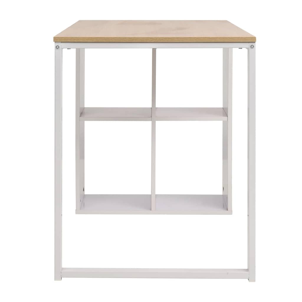 Mesa de trabajo 120 x 60 x 75 cm, mesa de estudio con almacenamiento, roble