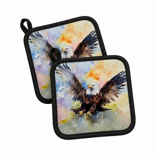 Caroline's Treasures Eagle Pair of Pot Holders Kitchen Heat Resistant Pot Holders Sets Oven Hot Pads for Cooking Baking BBQ, 7 1/2 x 7 1/2