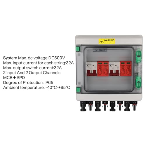 überspannungsschutz pv - 500V MCB+SPD Solar Anschlusskasten, Blitzschutz dc trennschalter pv anlage 2 string 2 in 2 out, DC Combiner box Leitungsschutzschalter Solar balkonkraftwerk Blitzschutz dc