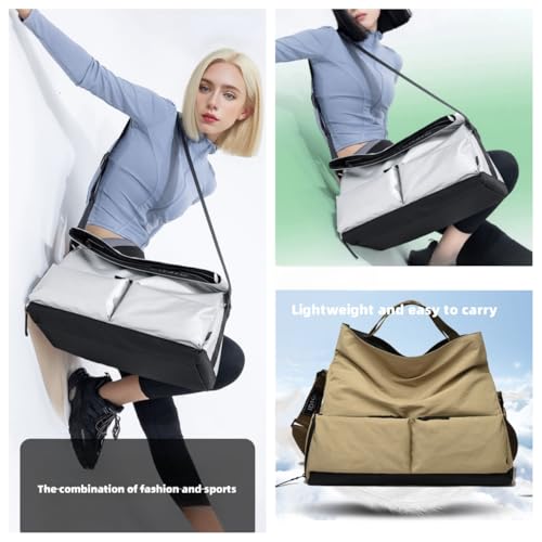 Men's andmen's sports tote bags, fitness bags, overnight bag, personal belongings travel bag, yoga and dance sports (Black-PU)2