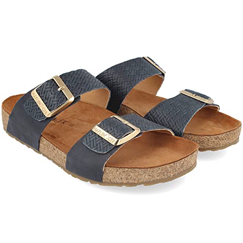 HAFLINGER Unisex Summer Genuine Leather Non-Slip Andrea Mule Sandals 819013, Newport, 8 Women/6 Men