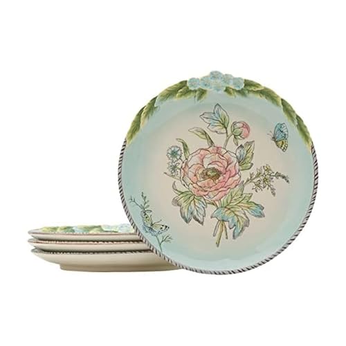 Fitz and Floyd Fitz & Floyd English Garden Bloom Accent Plate, Set of 4, 9 Inch, Blue Fitz and Floyd Fitz & Floyd English Garden Bloom Accent Plate, Set of 4, 9 Inch, Blue