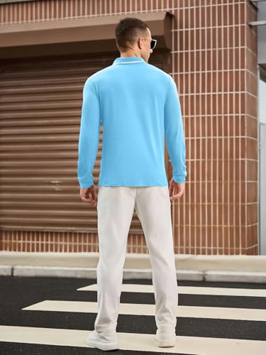 Mens Polo Shirts Long Sleeve Lightweight Casual Collared Polo Shirt Vintage Golf T Shirts Old Money Tops with Pocket4