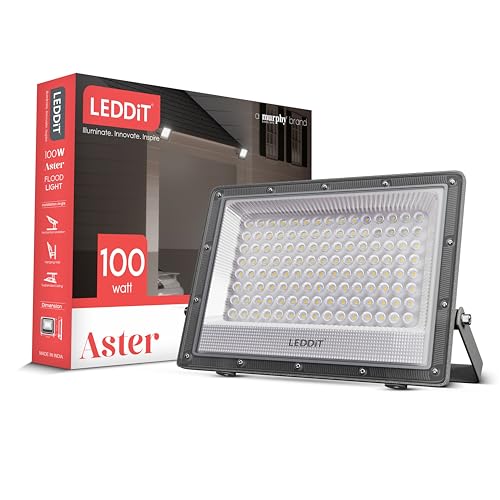 Image of Aster 100W LED Flood Light with 2-Year Warranty | IP66 Waterproof Outdoor Light for Garage, Garden, Shop, Parking | Cool White | BIS Approved | Pack of 1