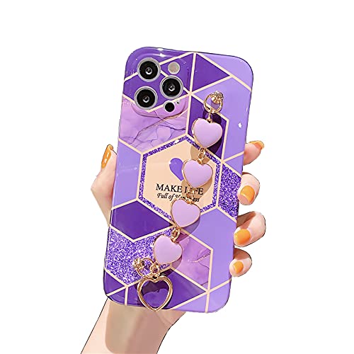 Image of MVYNO Exclusive iPhone 11 6.1 inch Cover with Purple Hearts Back Holder | Beautiful Elegant Case (Silicone | Flexible | iPhone 11 | Purple Holder)