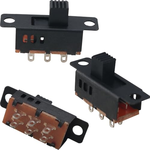 JJHXSM 20 peças de trava deslizante preta 2P3T 6 terminais 5 mm interruptor de travamento usado para