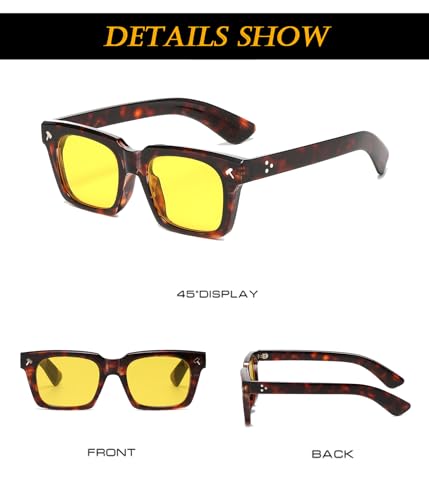 Image of EYLRIM Trendy Square Sunglasses for Men Women Square Frame Sun Glasses with Hammer Shaped Rivet Design