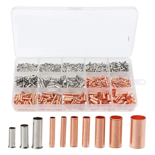 Copper Connecting Pipe Wire with Heat Shrink Tube Plier Ferrules Electrical Cable Terminal Joint Tube Terminal Cable Lug(970pcs)