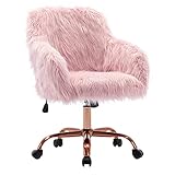 Duhome Faux Fur Home Office Chair for Women, Vanity Chair for Teen Girls Swivel Desk Chair with...