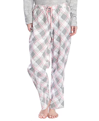 Hanes Women's 2-Pack Solid And Pattern Sleep Pajama Pant Set, Heather Grey And Silver Plaid, Medium #TOP1