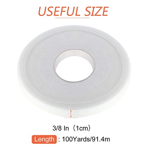 Boao Iron-on Hemming Tape Fabric Fusing Tape Fusible Bonding Web Adhesive for Bonding Clothes Jeans Pants Collars, 100 Yards(3/8 Inches) - Thumbnail 2