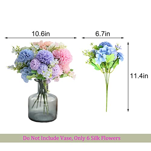 Paper Spiritz Realistic Artifical Bouquet Flowers Silk Hydrangea Fake Flowers 6 Faux Flowers Bulk Inddor Outdoor For Bridal Shower Wedding Home Party Centerpiece Table Living Room Decorations #TOP2