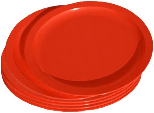 HenBea Children's Dishes Flat Big Dinner Plate 24cm 6 Pieces in red, 25 x 25 x 25 cm