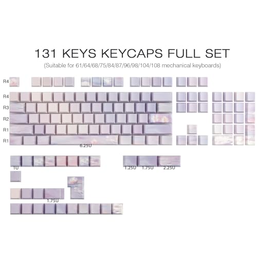 Keycaps PBT impression latérale Sunzit 130 touches profil Cherry pour clavier UK