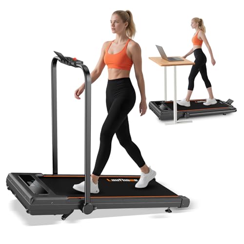 Laufhome12% Auto Incline Walking Pad with Handle Bar, Under Desk Treadmill 4 in1 for Home/Office, 320LBS Capacity, 3.0HP Portable Treadmill with Remote Controlfor & LED Display & APP, Non-Assembly