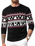 Terecey Suéter Navideño Hombre con Renos y Árbol de Navidad Jersey Navidad Punto de Cuello Redondo y Manga Larga para Invierno y Christmas