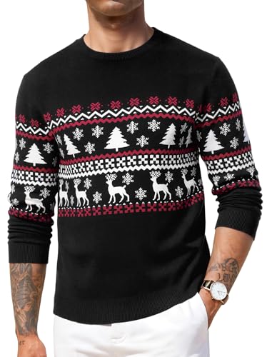 Terecey Weihnachtspullover Herren Rundhals Langarm,Ugly Christmas...