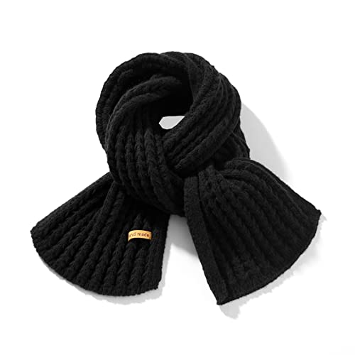ORANZT Gestrickter Schal Lange Weiche Winter Strickschal Einfarbig Mode Pashmina Schal - Schwarz