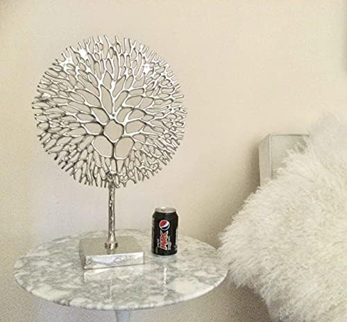 Haute Collage Large Solid Metal Coral Sculpture 53 cm 1.3 Kg Ornament Handcrafted Gift Home Decor Silver Colour Tree for all Seasons