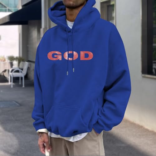 Christian Hoodies for Men,Christian Letter Print Oversized Hooded Sweatshirt | Trendy Pullover Top Fall Winter Clothes2