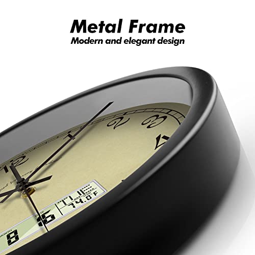Digital Retro Classic Analog Wall Clock Silent Battery Operated With Date Digital Clocks With Temperature Day Time Week Large Display Clock Decorative For Living Room Kitchen Office Bathroom 14 Inch #TOP7