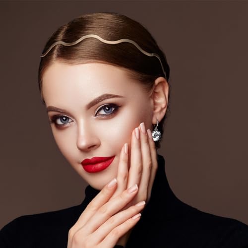 PAGOW 4 Pcs Metal Headbands for Women Trendy, Gold Silver Wavy Headbands for Women's Hair, Cute Elastic Head Band Hair Accessories for Women Girls (Gold, Silver)