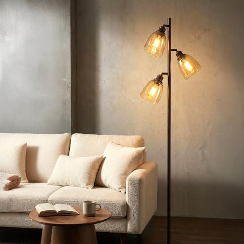 Image of 6-Pack Clear Amber Glass Shade Replacements, Ceiling Fan Light Covers Glass Globes Lampshades for Chandelier Vanity Lights Wall Sconces Pendant Light, 1.61 inch Fitter Size, 5 inch high x 4.7 inch diameter