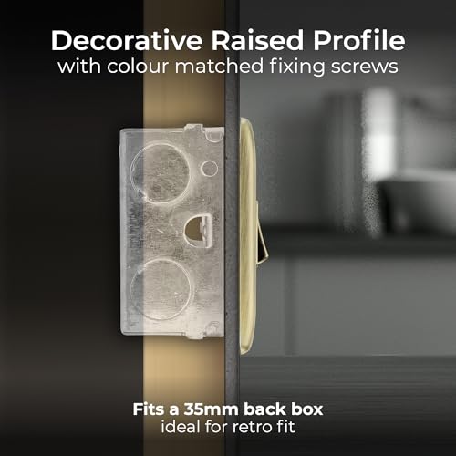 BG Electrical Switched Fused Connection Unit, Fused Spur Switch, Double Pole, Raised and Slim Profile, Round Edges, Nexus Metal, Antique Brass, 13A, NAB50