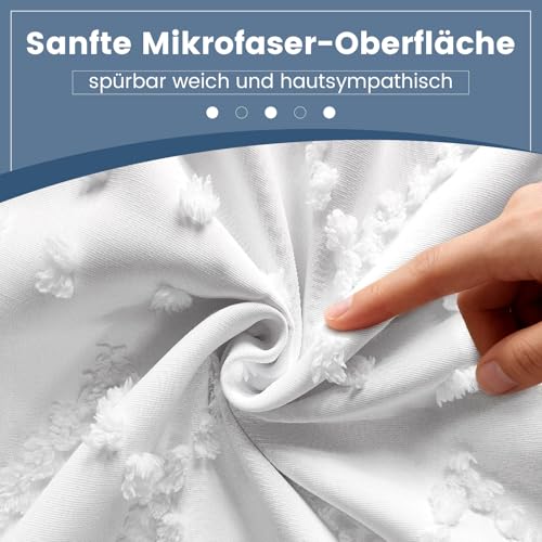 Hoisy Duschvorhang Weiss 180x200 Duschvorhang Textil Waschbar Boho Lange Duschvorhänge Gewicht Badewanne