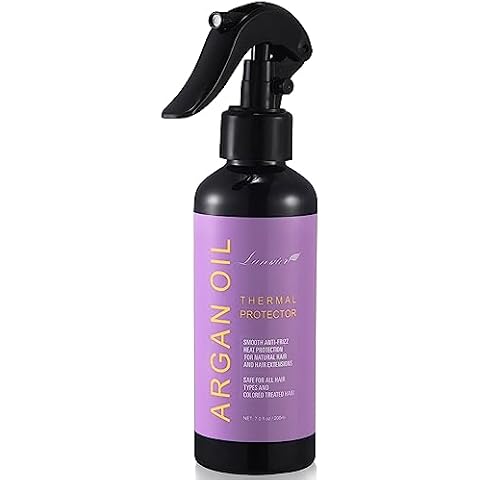 LANVIER Heat Protectant Spray for Hair with Argan Oil (6.8Fl Oz/200ml), Hair Thermal Protector up to 450F from Flat Iron, Curling Iron, Hair Blow Dryer&UV Damage & Breakage Sulfate & Alcohol Free Cover