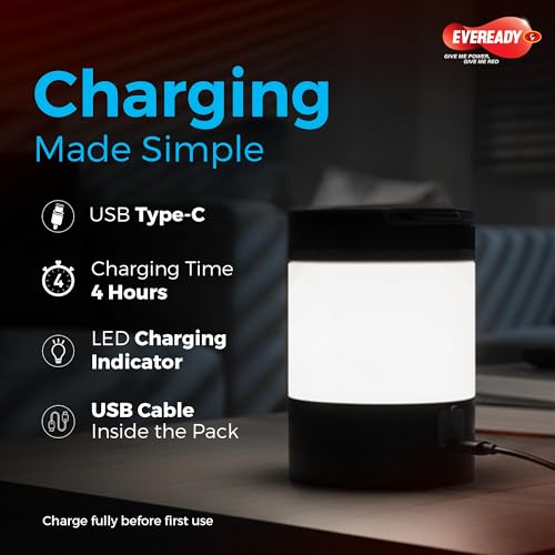 Image of Eveready Zaplite HL87, 5.5W Rechargeable Lantern + Mosquito Killer with UV LED Light, in-Built Powerbank, 360 Illumination, Portable & Durable, USB Type-C Charging, Powered by Li-ion Battery